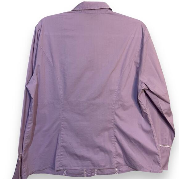 Lane Bryant Button Up Shirt Women's XL Purple Ribbon Accent Business Casual Top - Picture 3 of 8